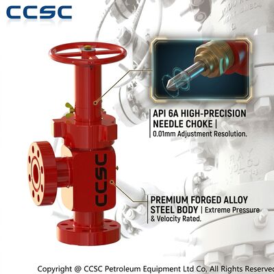 Katup Choke Jarum Berflensa yang Dapat Disesuaikan API 6A 2 1/16 Inci 10000psi Manifold Choke Trim EE Baja Paduan Tempa