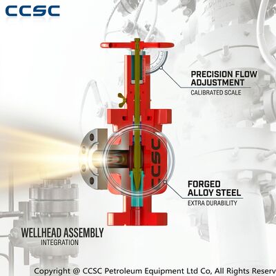 Katup Choke Jarum Berflensa yang Dapat Disesuaikan API 6A 2 1/16 Inci 10000psi Manifold Choke Trim EE Baja Paduan Tempa