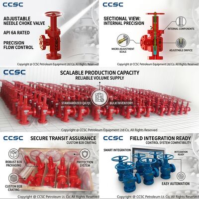 Katup Choke yang Dapat Disesuaikan dengan Trim Karbida Tungsten untuk Layanan Pasir Abrasif API 6A 2 1/16 Inci 15000psi Tahan Korosi